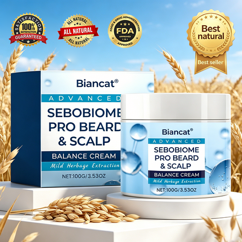 🔥 FLAKE-FREE SKIN IN 7 DAYS Biancat® SeboBiome Pro Beard & Scalp Cream 🌱 Reduces Itch & Flakes — No Greasy Residue!